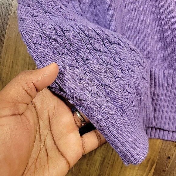 Pendleton Sweater Womens Medium Purple Cable Knit Pullover Mock Long Sleeve FLAW - Picture 5 of 7